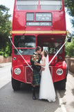 Kelly Spence gold plated Midsummer halo worn by real bride Holly - photo Emma Hare