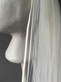 SAMPLE VEIL - Custom long length 1 tier double satin edged veil